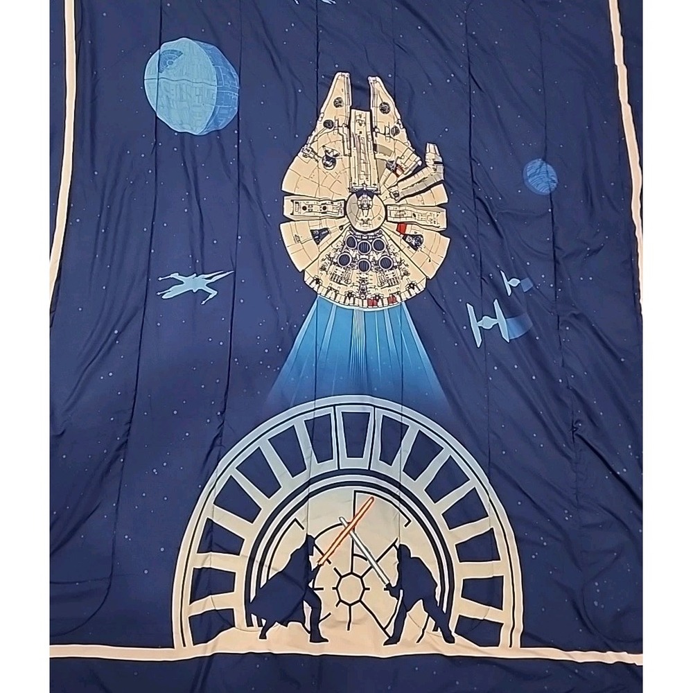 Disney Star Wars Twin Quilt Comforter 69x86 Darth Vader Luke Millennium Falcon